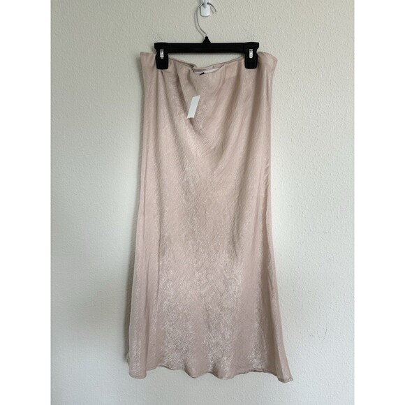 NWT Bobeau Mushroom Satin Shimmer Midi Skirt Size M Feminine Classy Elegant - Picture 3 of 7